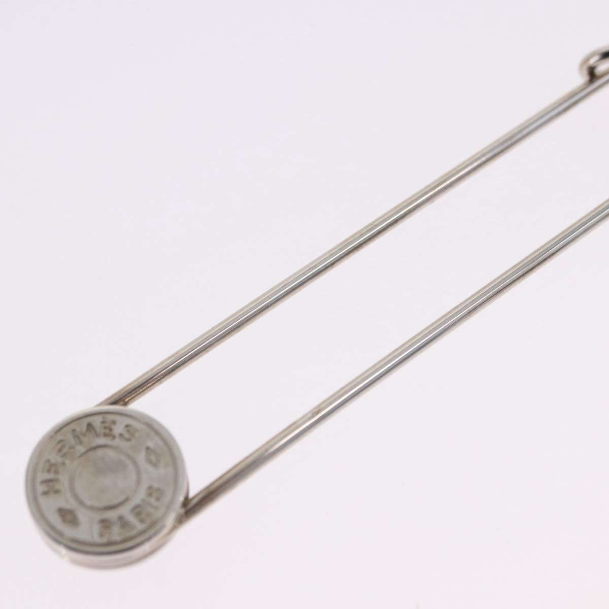 HERMES Serie Pin Brooch Metal Silver Auth BA15449V