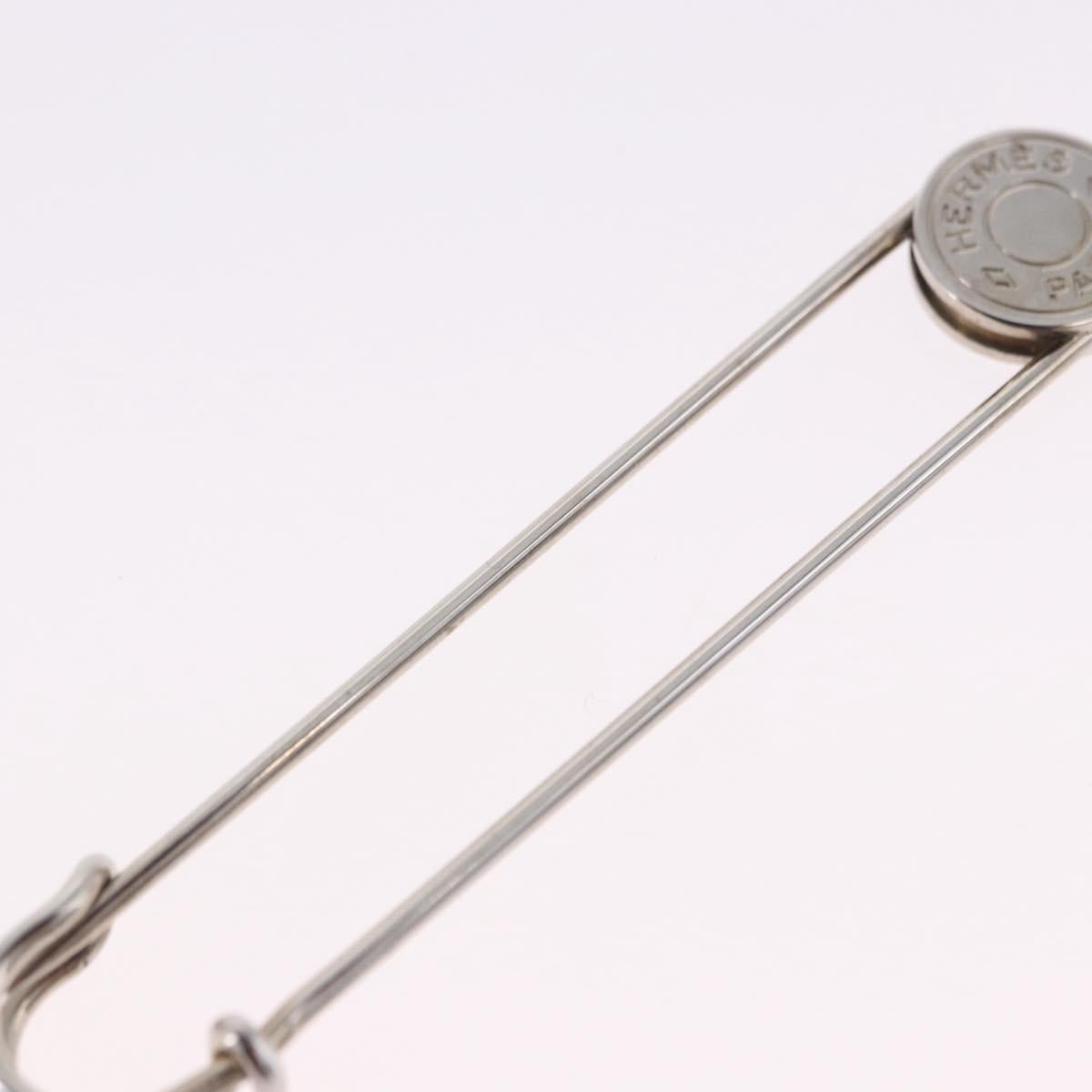 HERMES Serie Pin Brooch Metal Silver Auth BA15449V