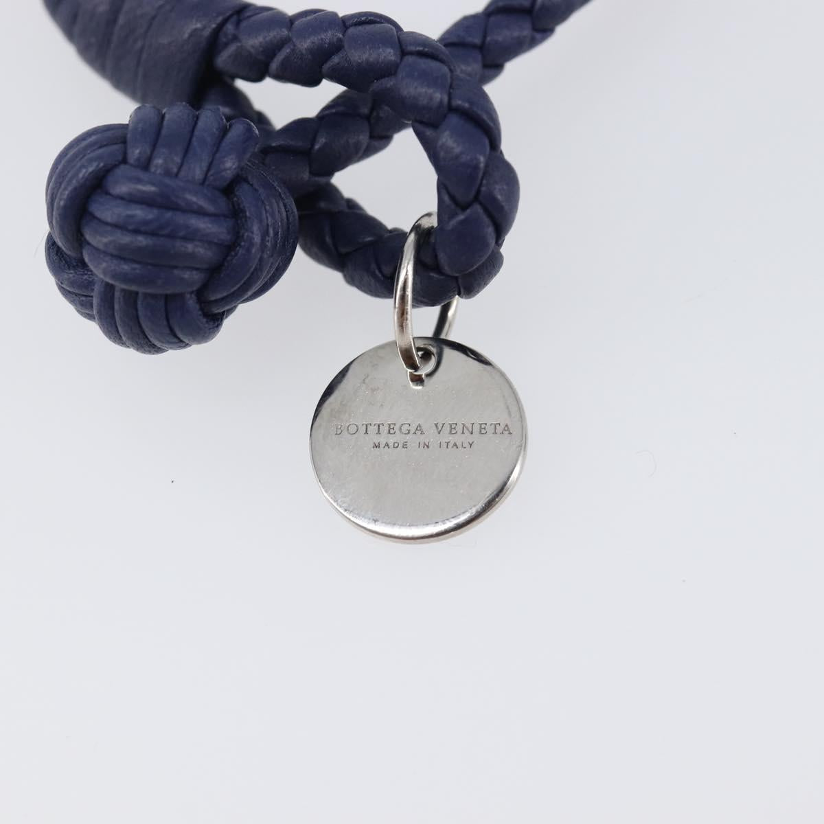 BOTTEGA VENETA INTRECCIATO Bracelet Leather Navy Silver Auth BA15456V