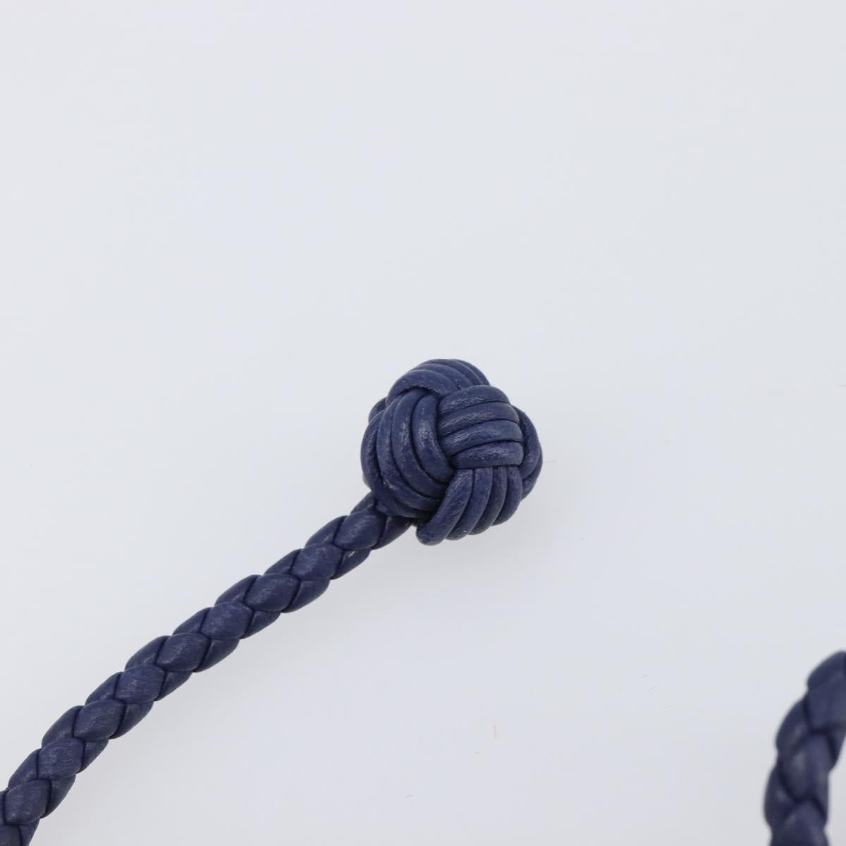 BOTTEGA VENETA INTRECCIATO Bracelet Leather Navy Silver Auth BA15456V