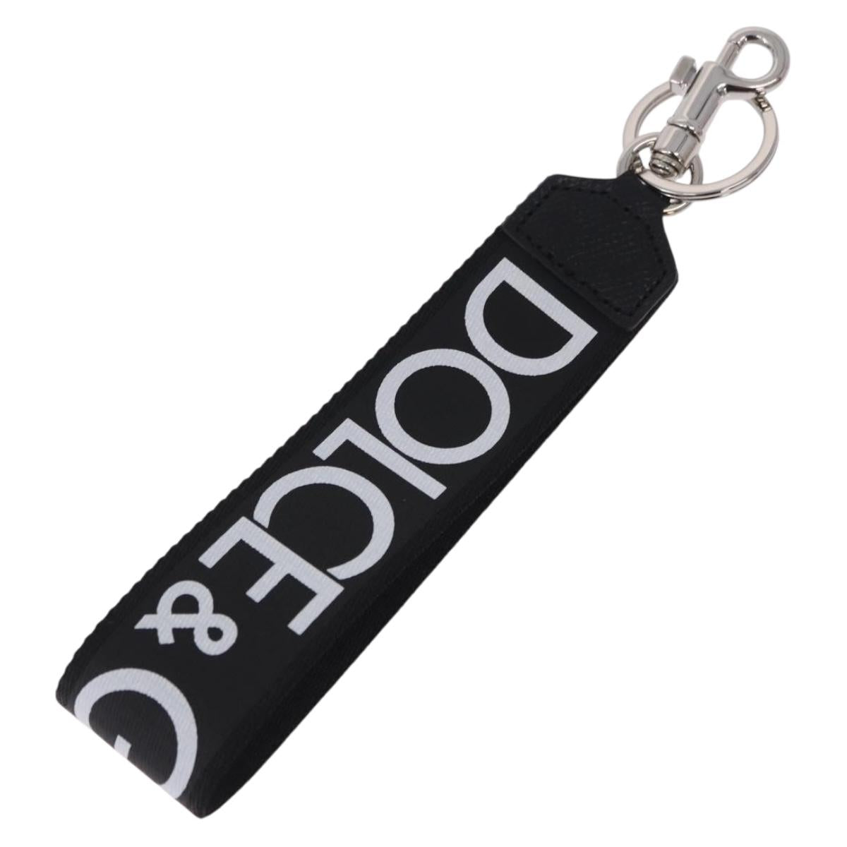 DOLCE&GABBANA Key Holder Strap Polyester Black Silver Auth BA15457A