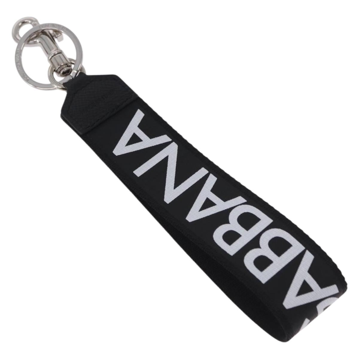 DOLCE&GABBANA Key Holder Strap Polyester Black Silver Auth BA15457A