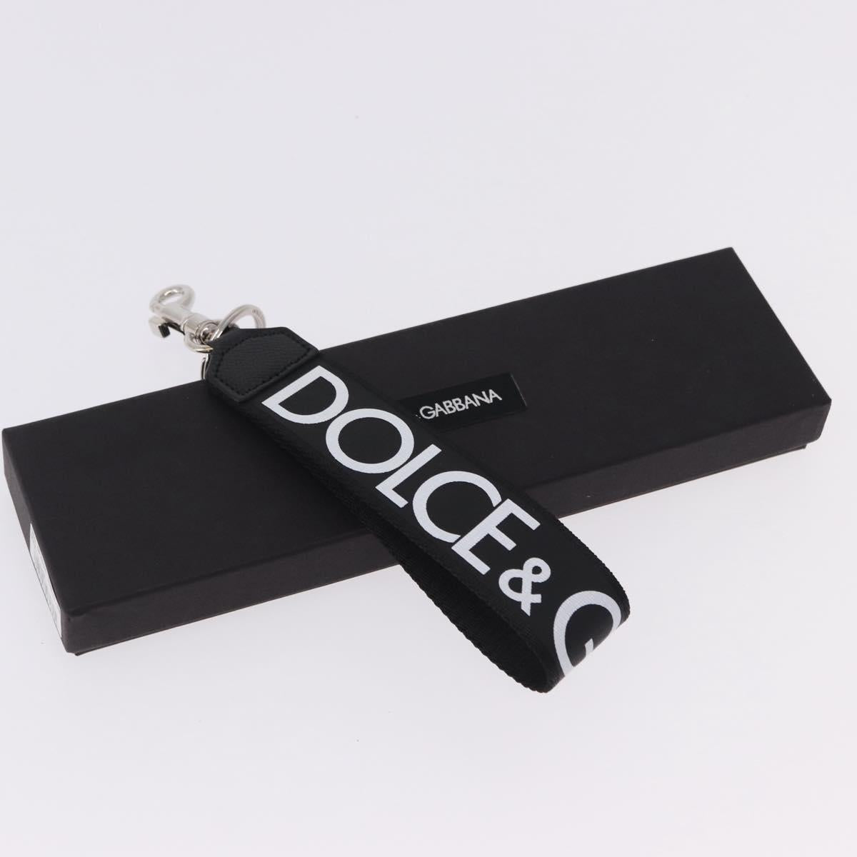 DOLCE&GABBANA Key Holder Strap Polyester Black Silver Auth BA15457A