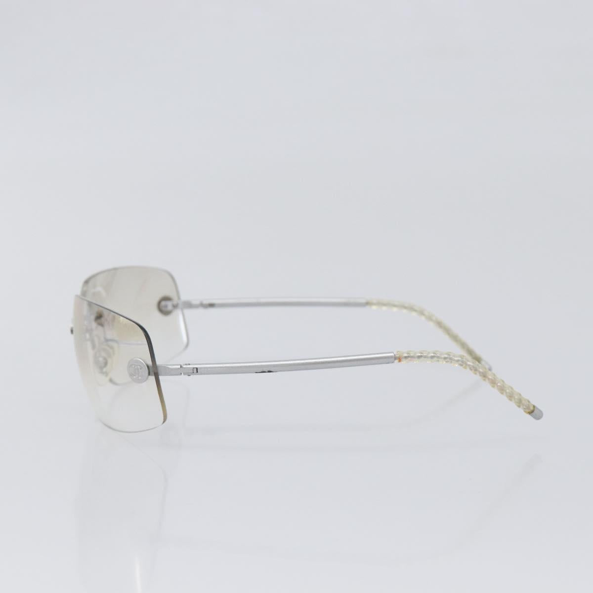 CHANEL Rimless Sunglasses Metal Silver CC Auth BA15458
