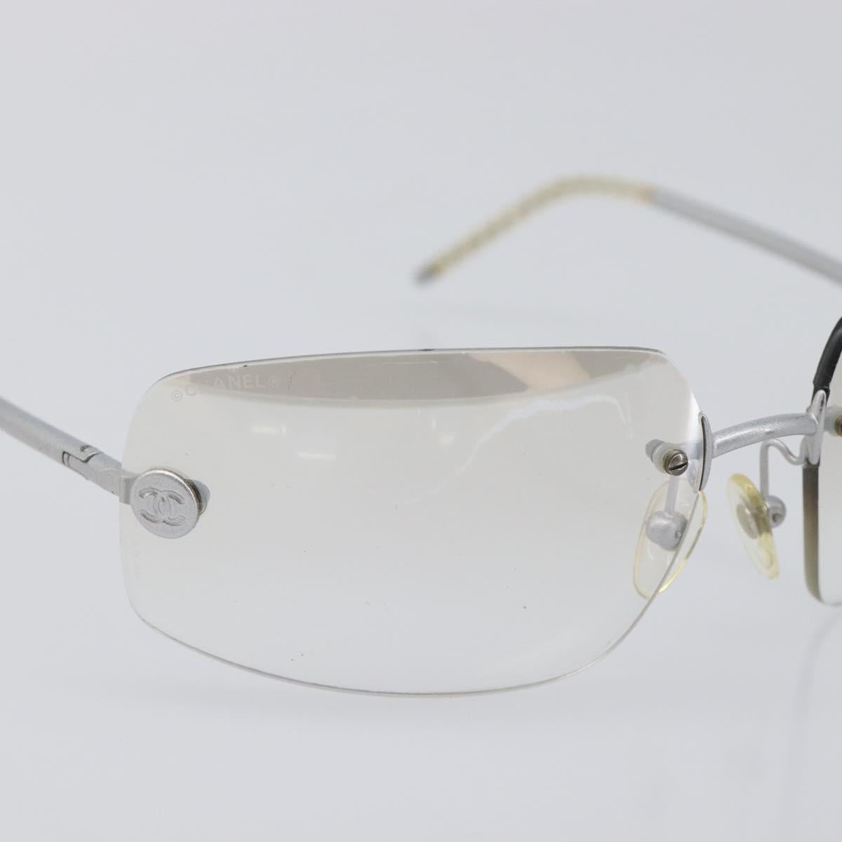 CHANEL Rimless Sunglasses Metal Silver CC Auth BA15458