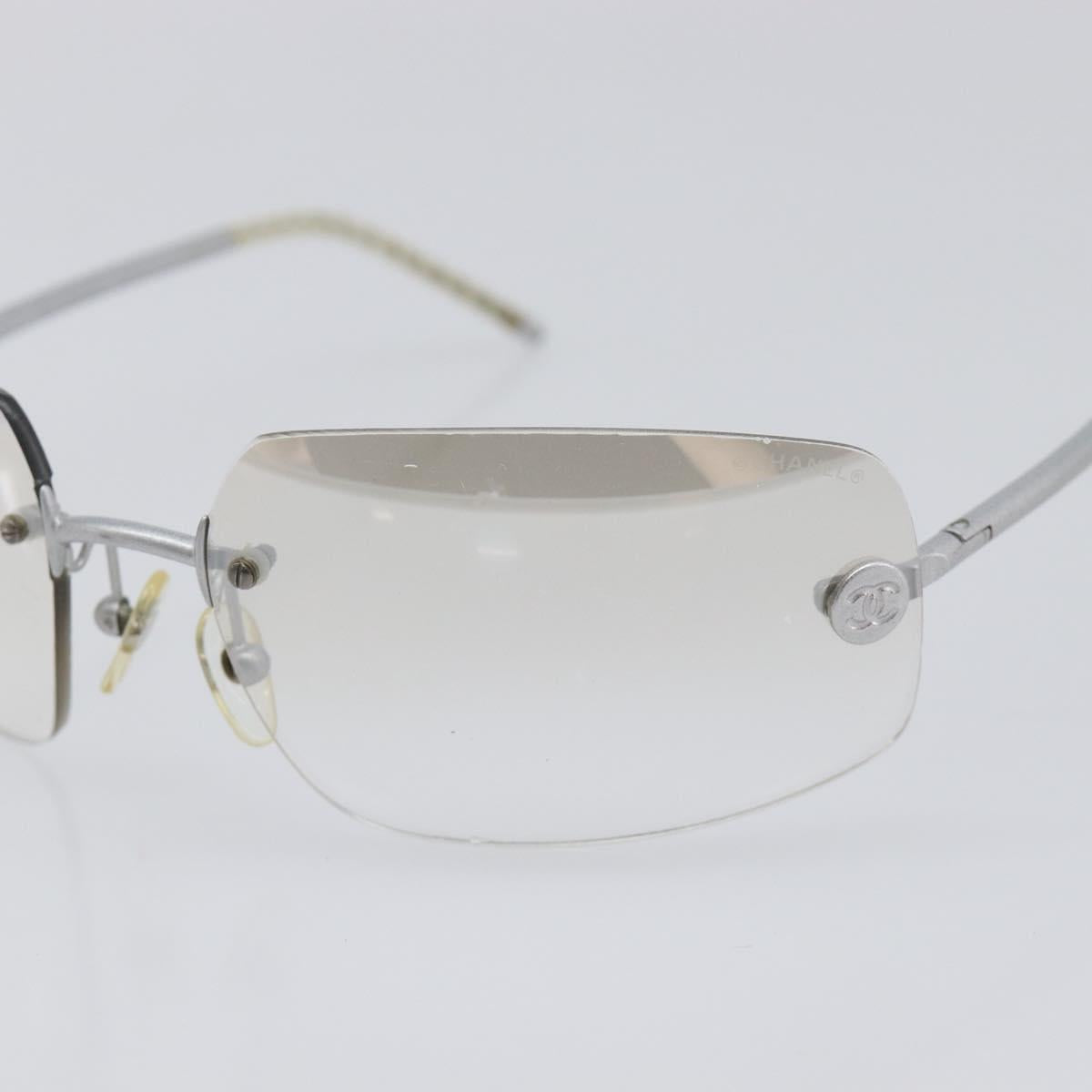CHANEL Rimless Sunglasses Metal Silver CC Auth BA15458