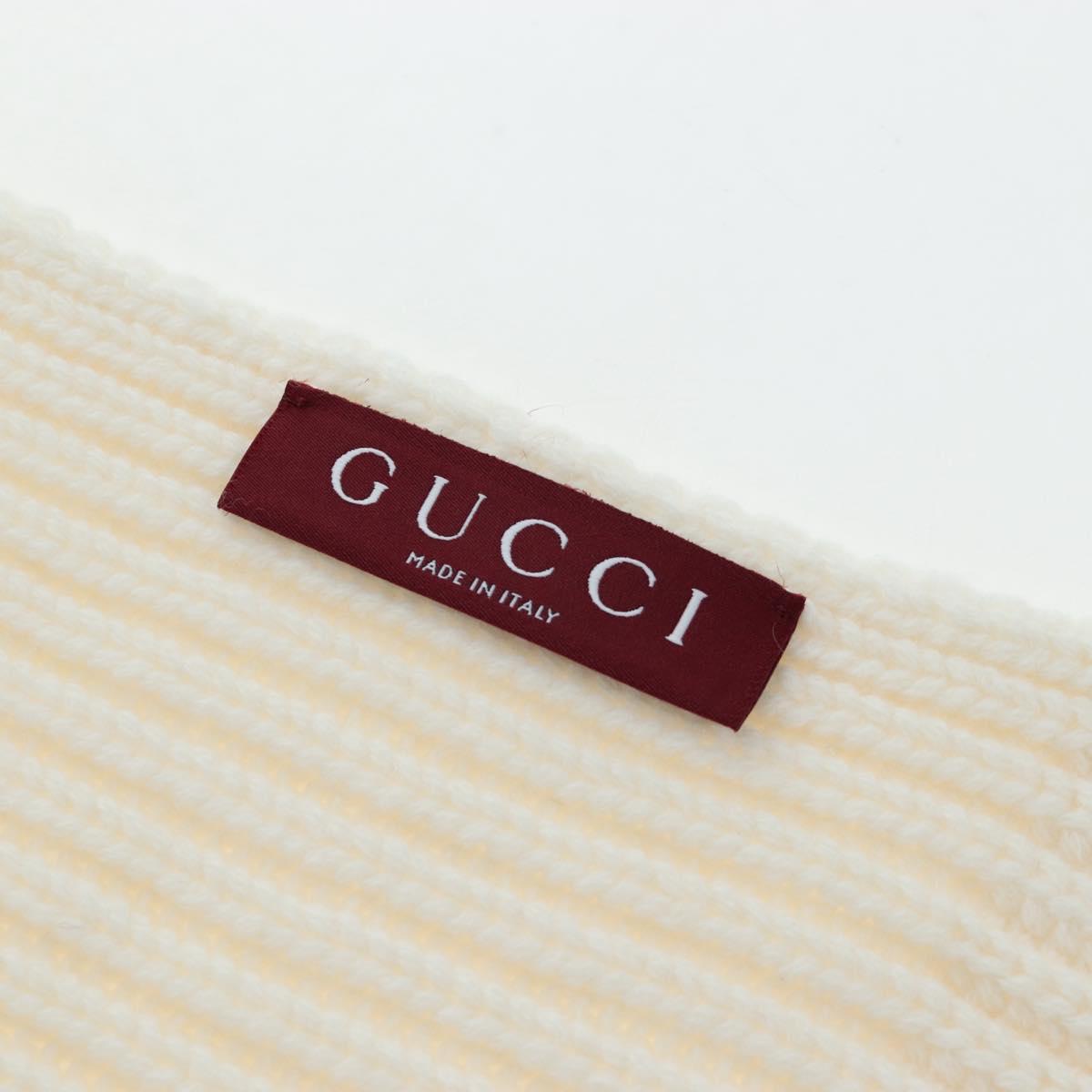GUCCI Scarf Cashmere Ivory Gold Tone 773426 Auth BA15459V