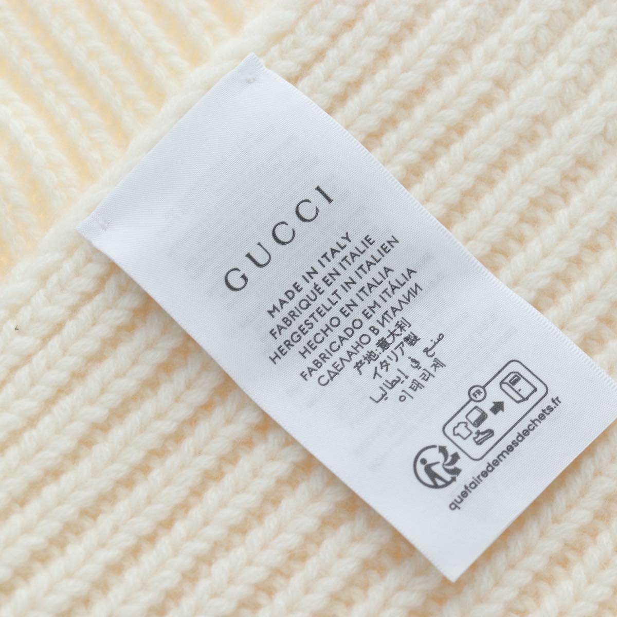 GUCCI Scarf Cashmere Ivory Gold Tone 773426 Auth BA15459V