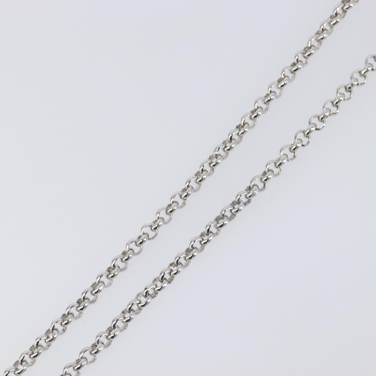 SAINT LAURENT Necklace Metal Silver Green Auth BA15462