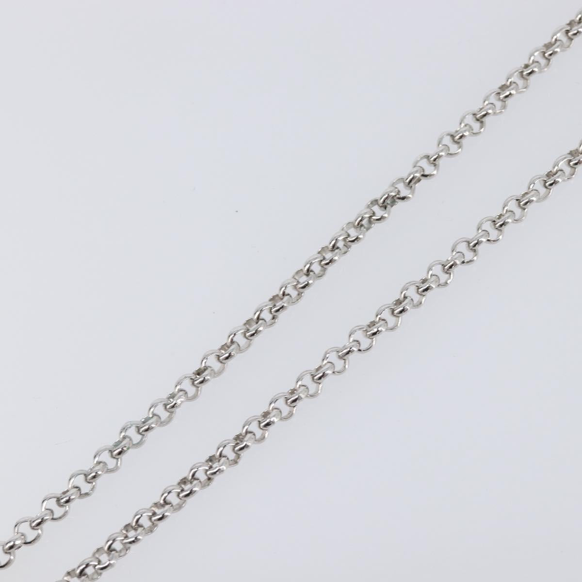 SAINT LAURENT Necklace Metal Silver Green Auth BA15462