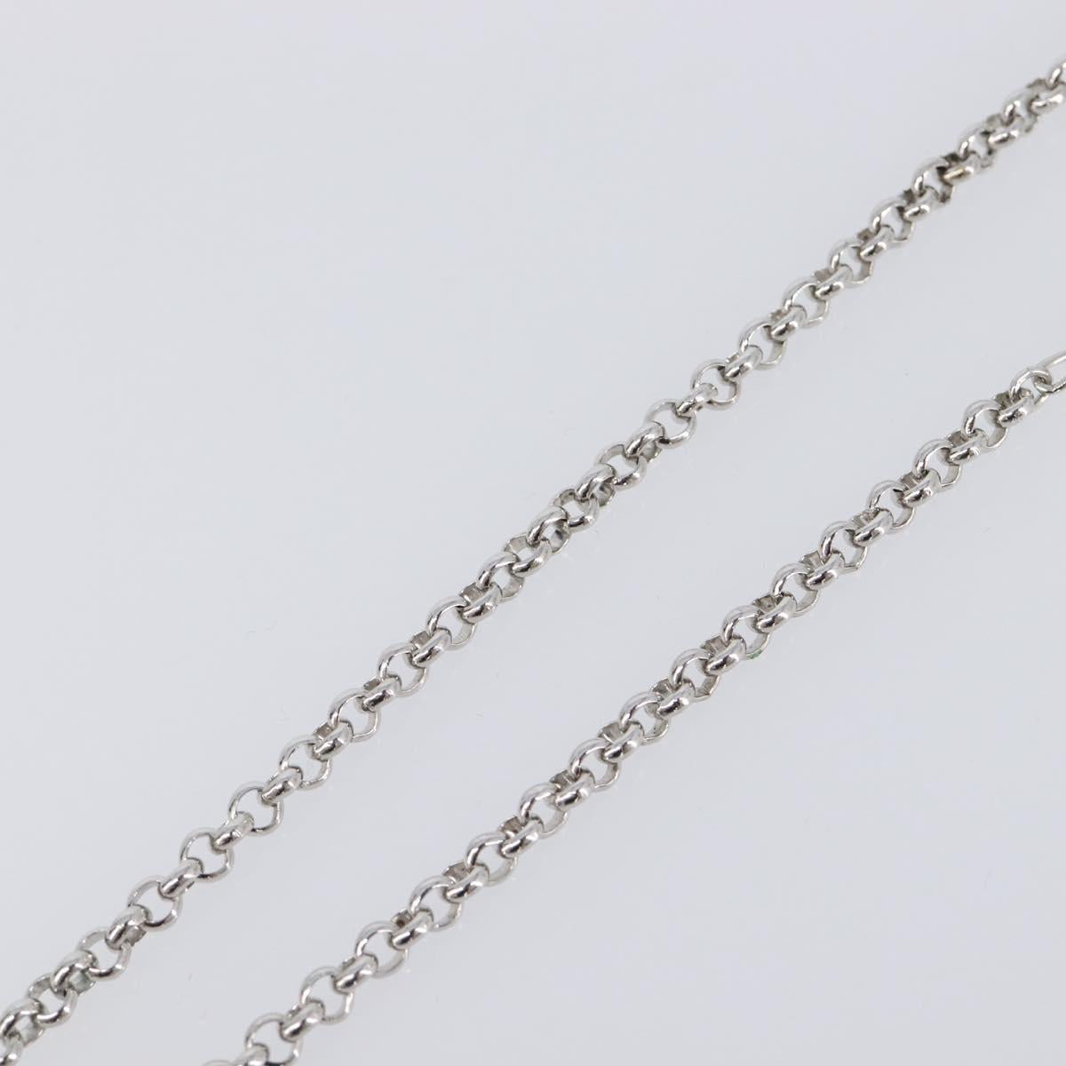SAINT LAURENT Necklace Metal Silver Green Auth BA15462