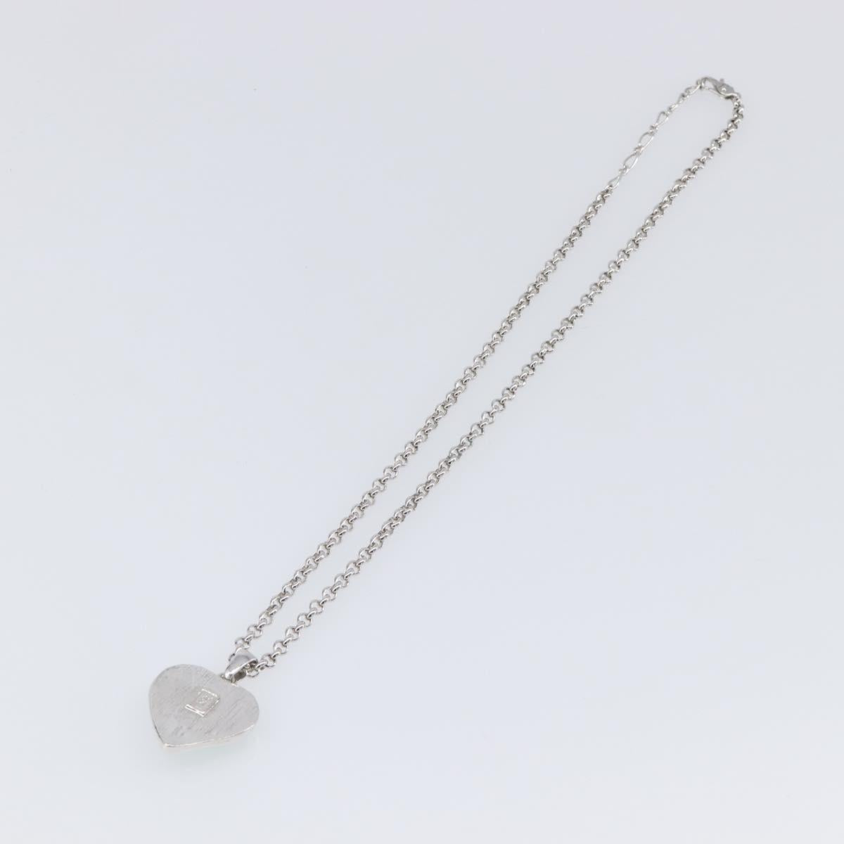SAINT LAURENT Necklace Metal Silver Green Auth BA15462