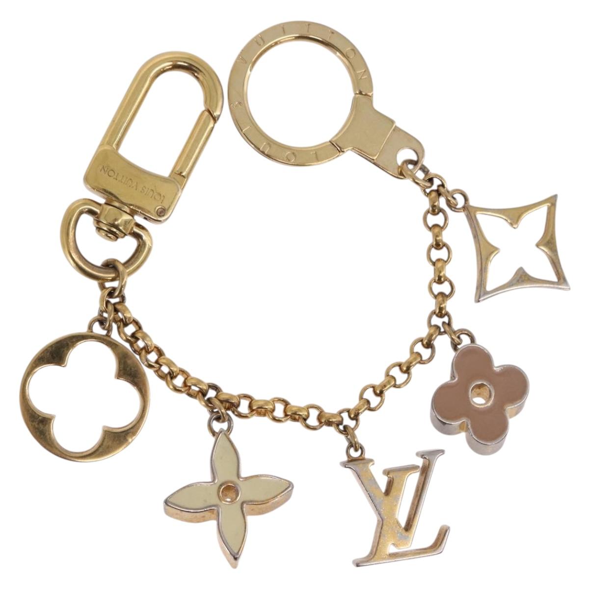 LOUIS VUITTON Fleur de Monogram Charm Metal Gold Tone LV Auth BA15463