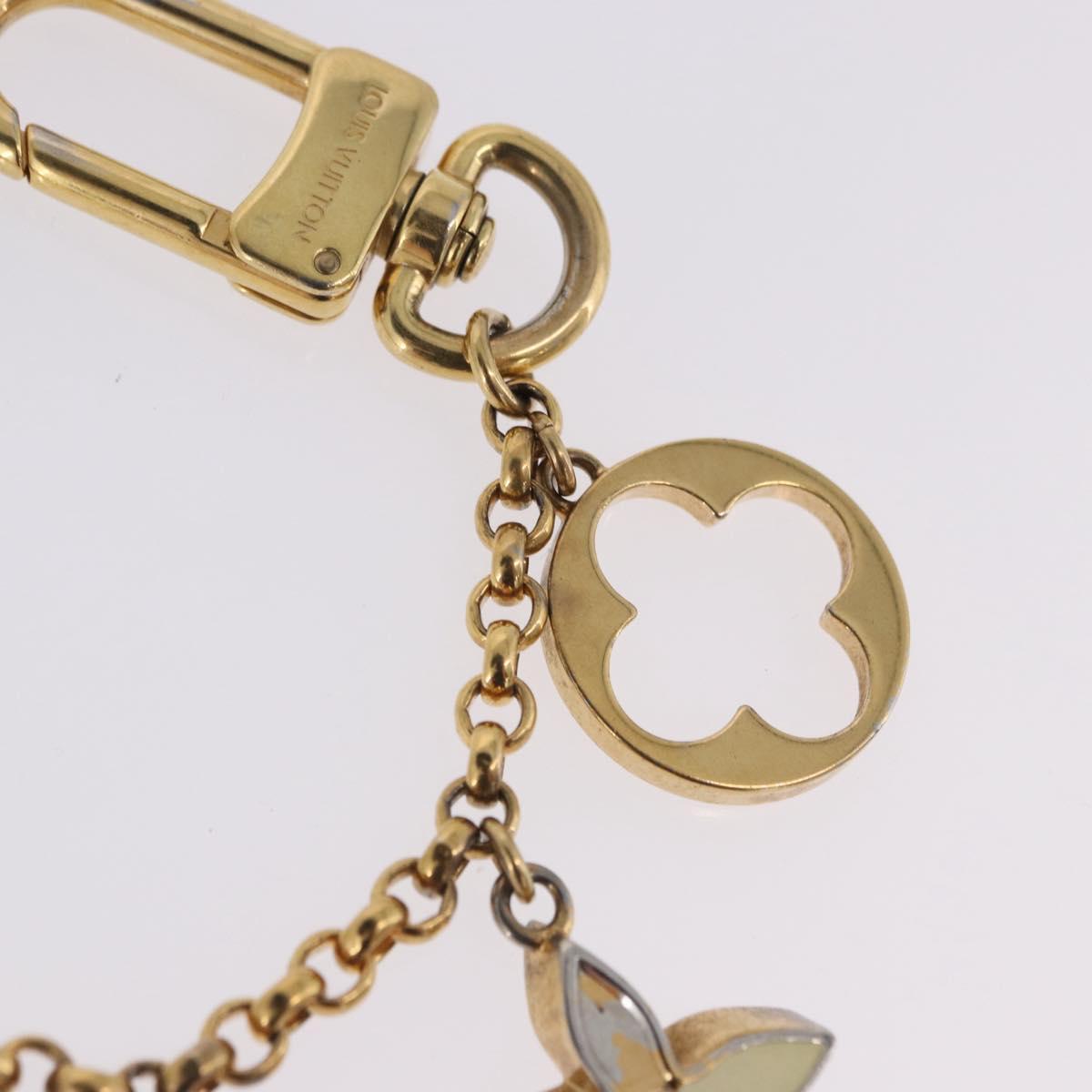 LOUIS VUITTON Fleur de Monogram Charm Metal Gold Tone LV Auth BA15463