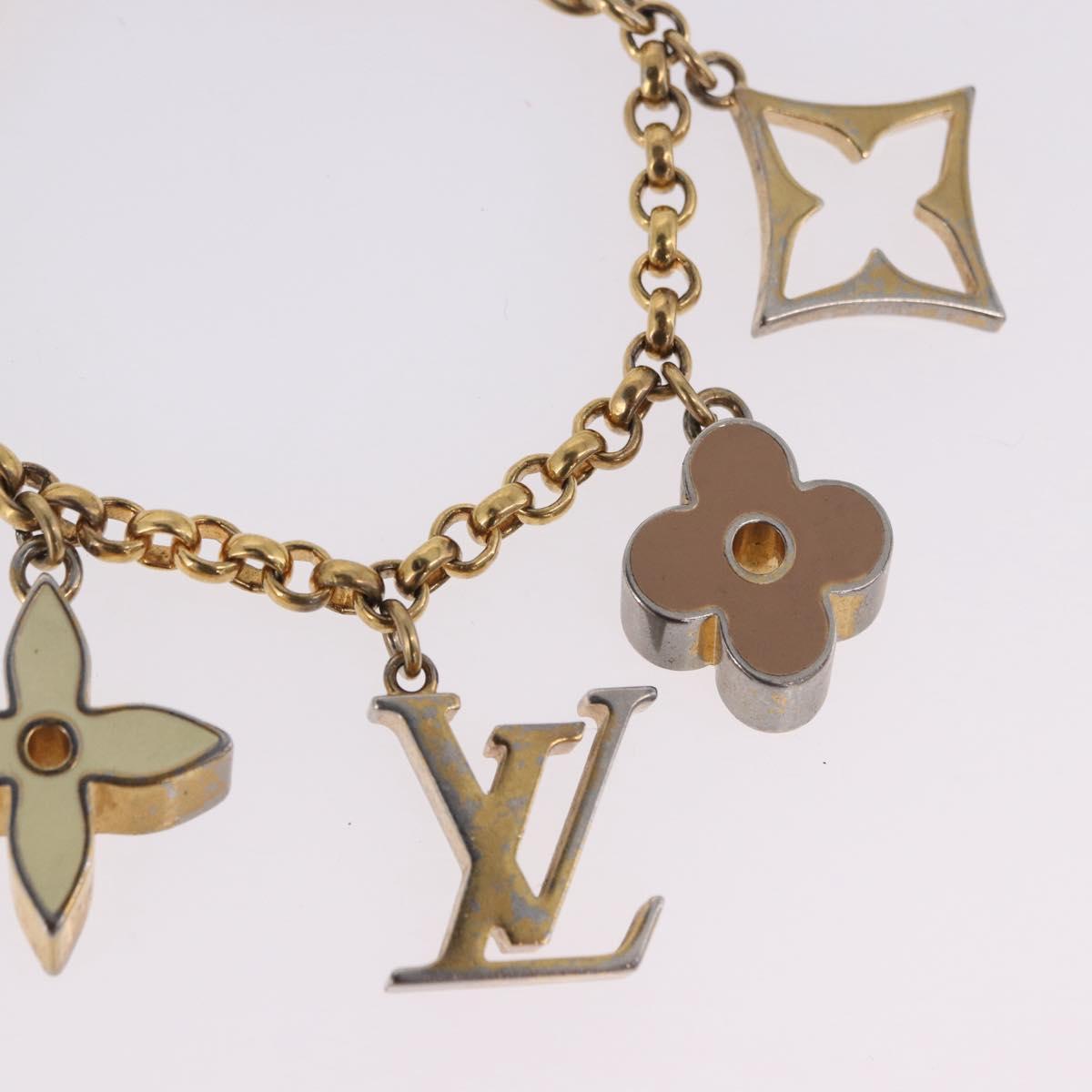 LOUIS VUITTON Fleur de Monogram Charm Metal Gold Tone LV Auth BA15463