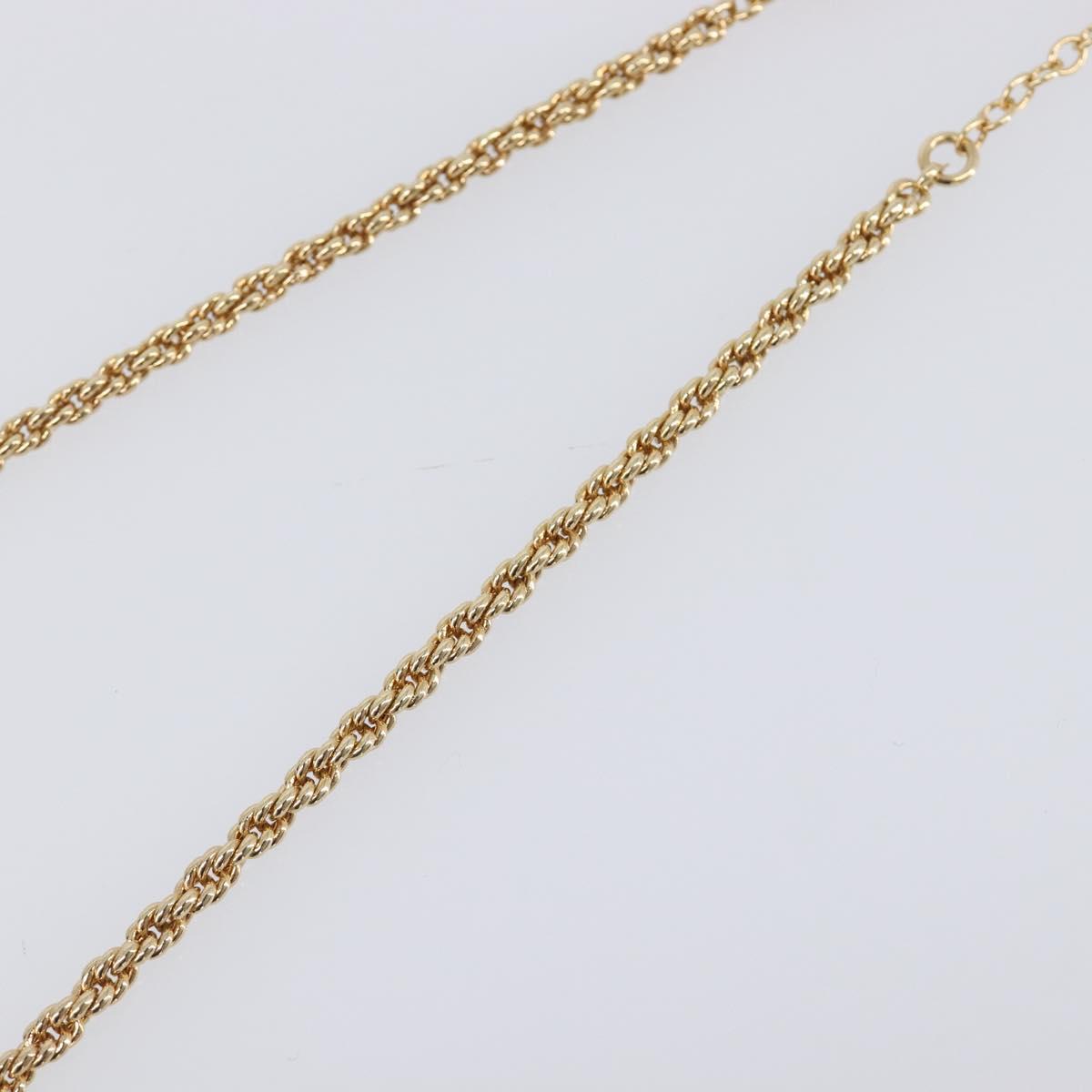 Christian Dior Necklace Metal Gold Tone Green Auth BA15465V