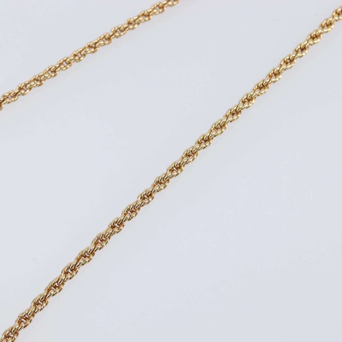 Christian Dior Necklace Metal Gold Tone Green Auth BA15465V