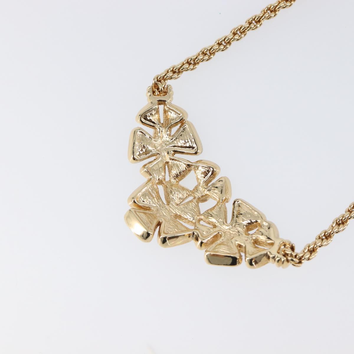 Christian Dior Necklace Metal Gold Tone Green Auth BA15465V