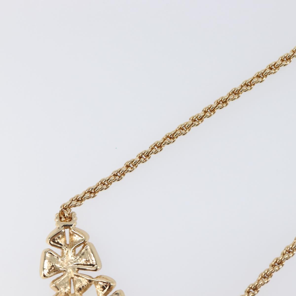 Christian Dior Necklace Metal Gold Tone Green Auth BA15465V