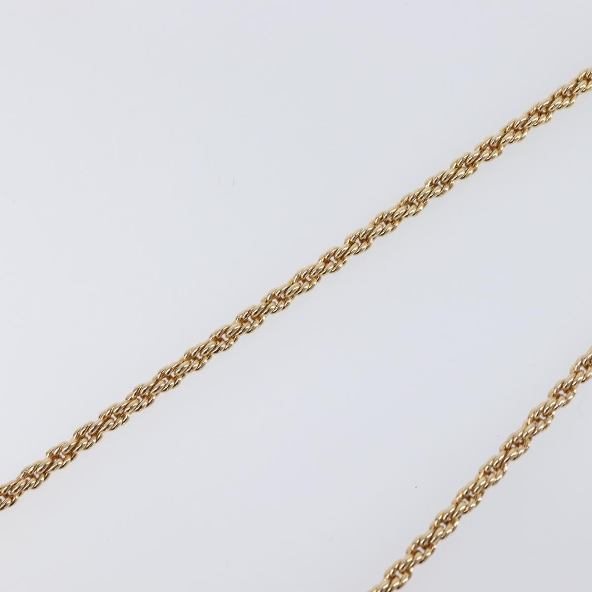 Christian Dior Necklace Metal Gold Tone Green Auth BA15465V