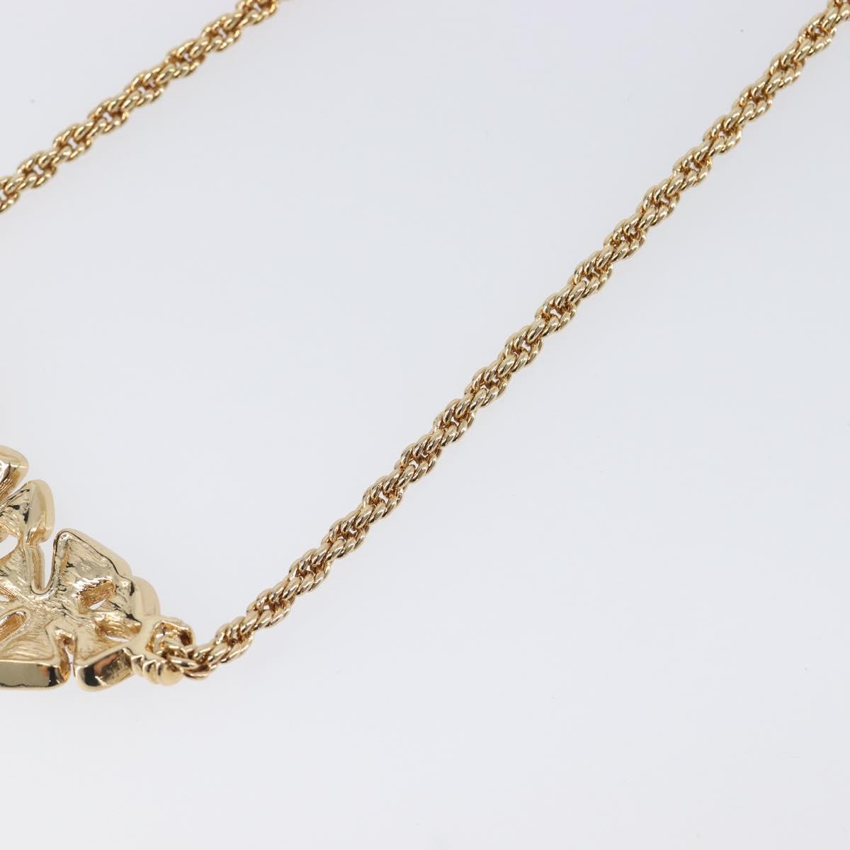 Christian Dior Necklace Metal Gold Tone Green Auth BA15465V