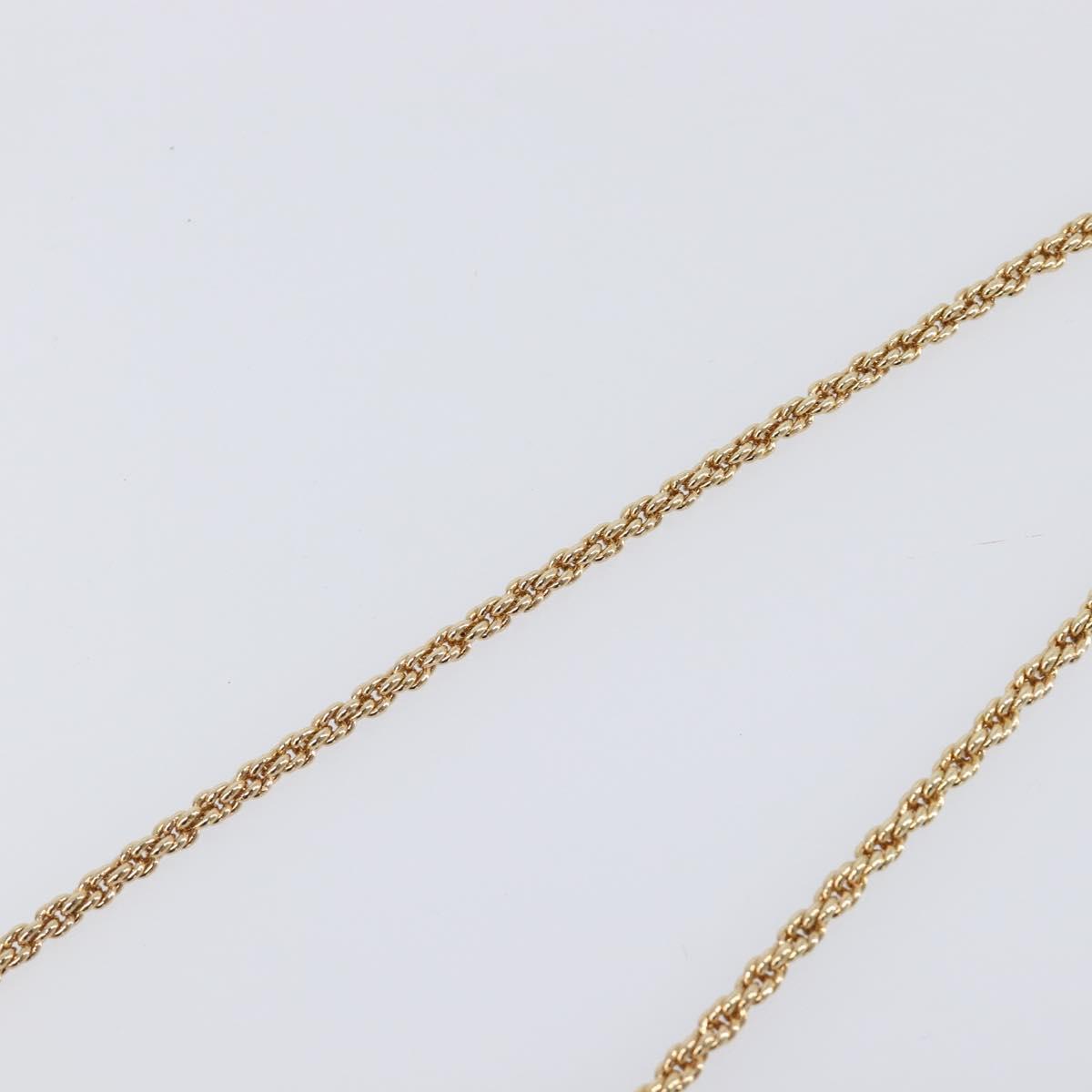 Christian Dior Necklace Metal Gold Tone Green Auth BA15465V