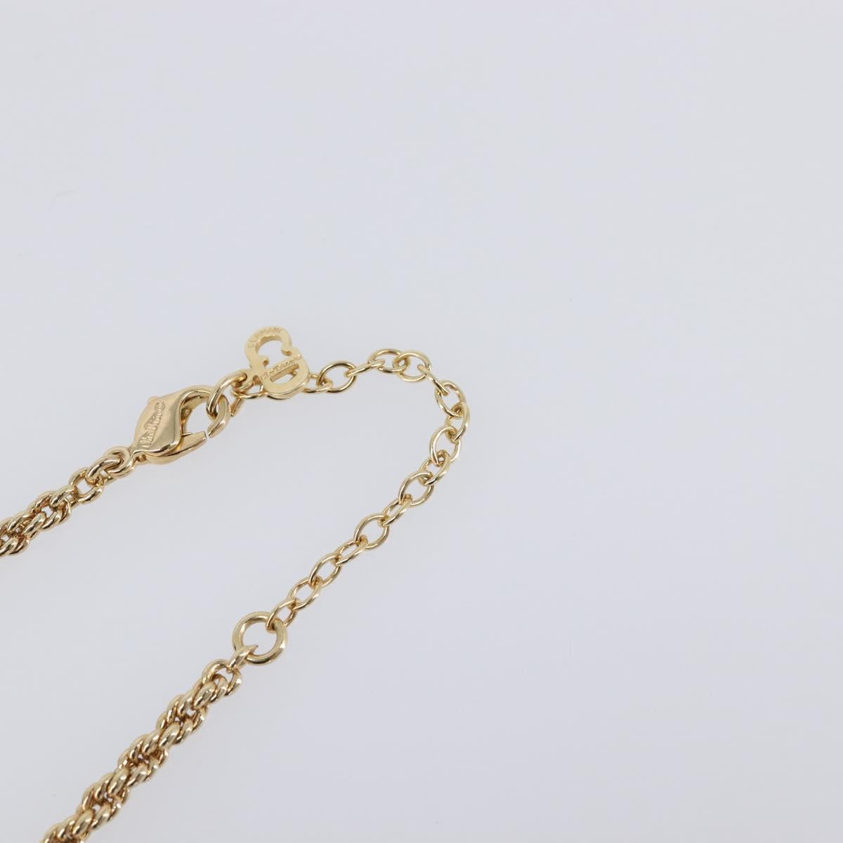 Christian Dior Necklace Metal Gold Tone Green Auth BA15465V