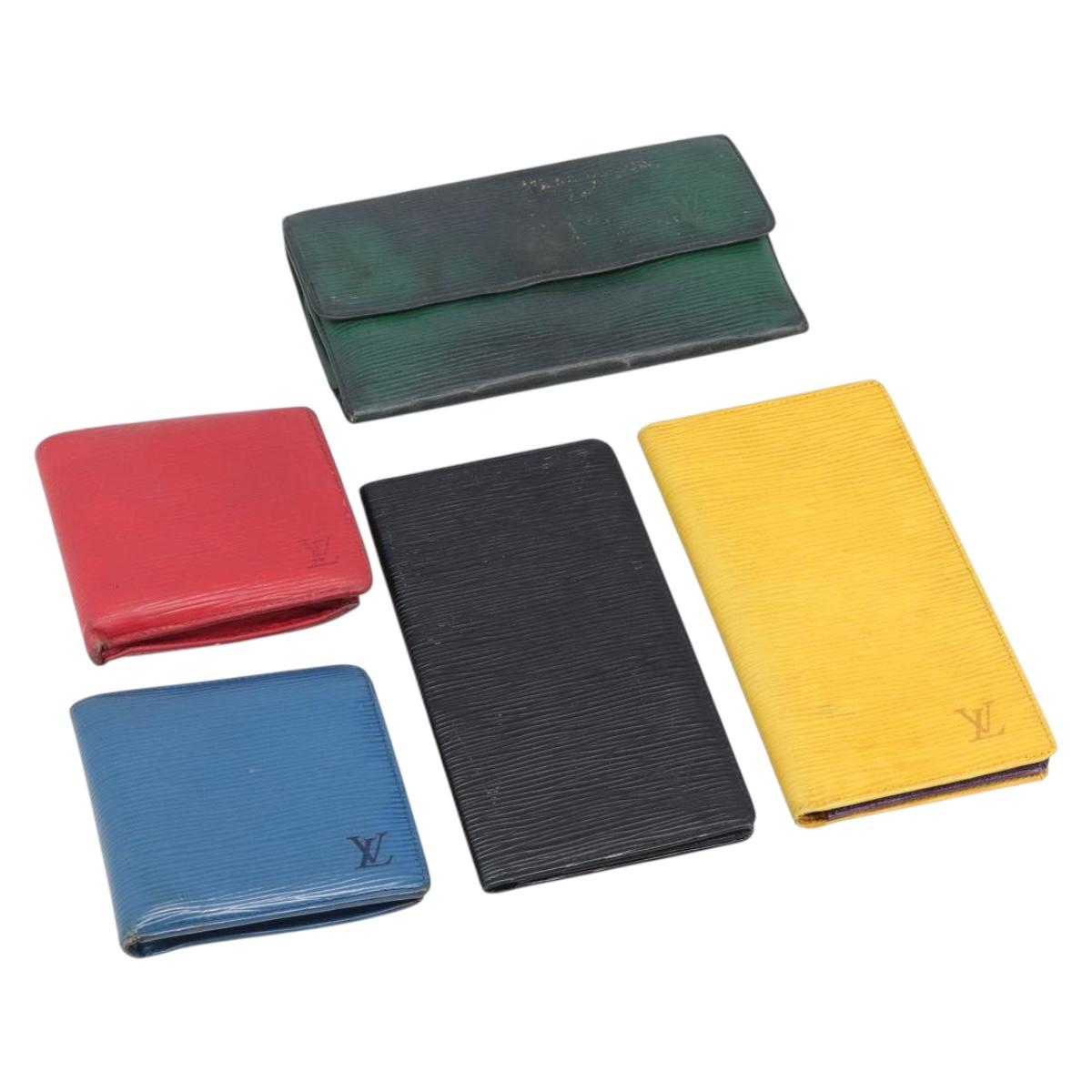 LOUIS VUITTON Epi Wallet 5 Set Red Blue Yellow LV Auth BA15468
