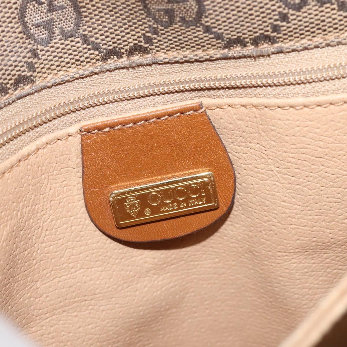 GUCCI GG Canvas Shoulder Bag Brown Gold Auth BA1547