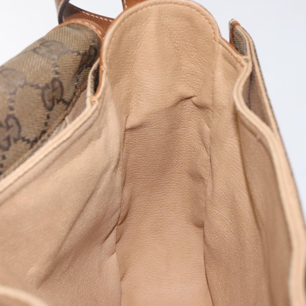 GUCCI GG Canvas Shoulder Bag Brown Gold Auth BA1547