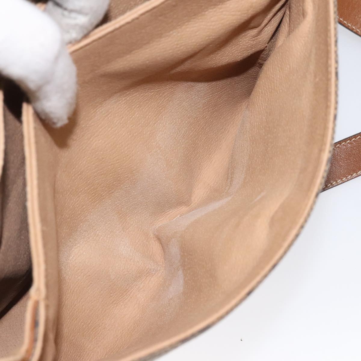 GUCCI GG Canvas Shoulder Bag Brown Gold Auth BA1547