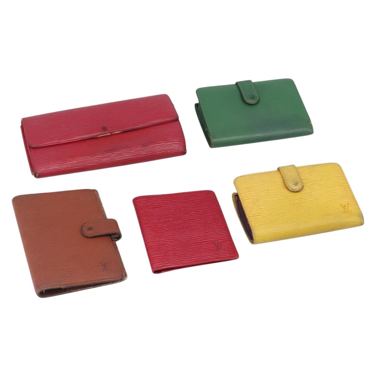 LOUIS VUITTON Epi 5 Set Wallet Red Yellow Green LV Auth BA15470