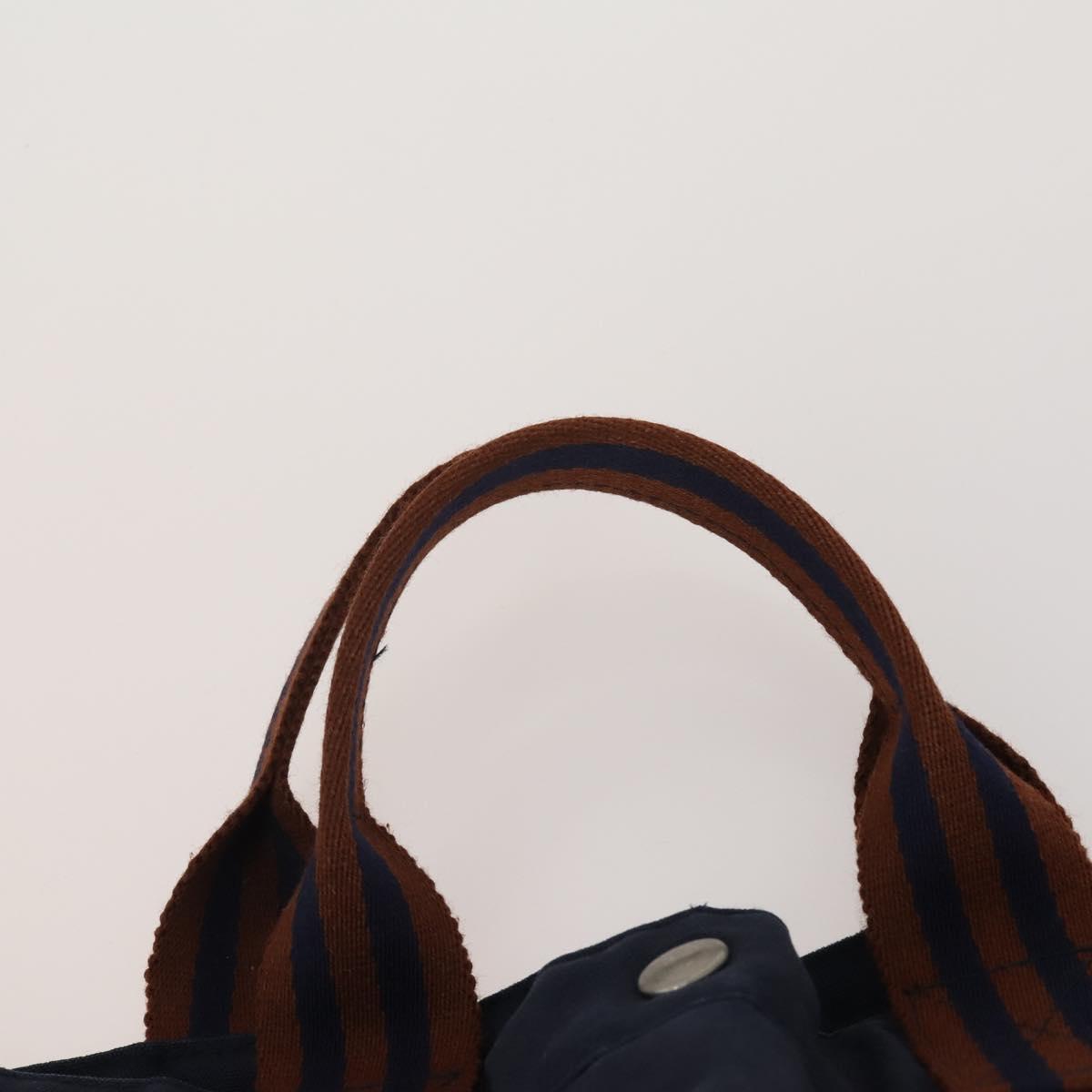 HERMES Fourre Tout Hand Bag Cotton 3 Set Navy Gray Auth BA15471