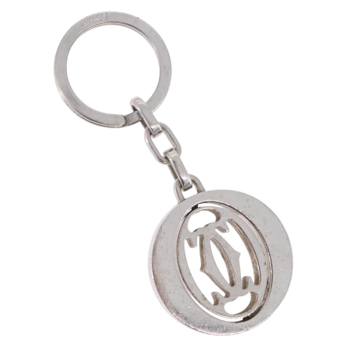 CARTIER Must Line Double C Decor Key Holder Silver Auth BA15473A