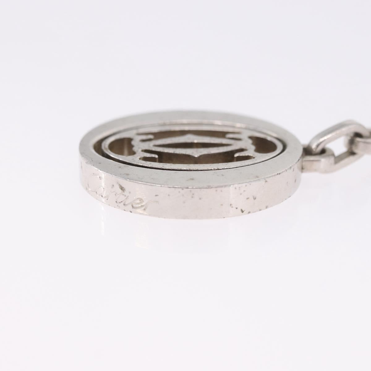 CARTIER Must Line Double C Decor Key Holder Silver Auth BA15473A