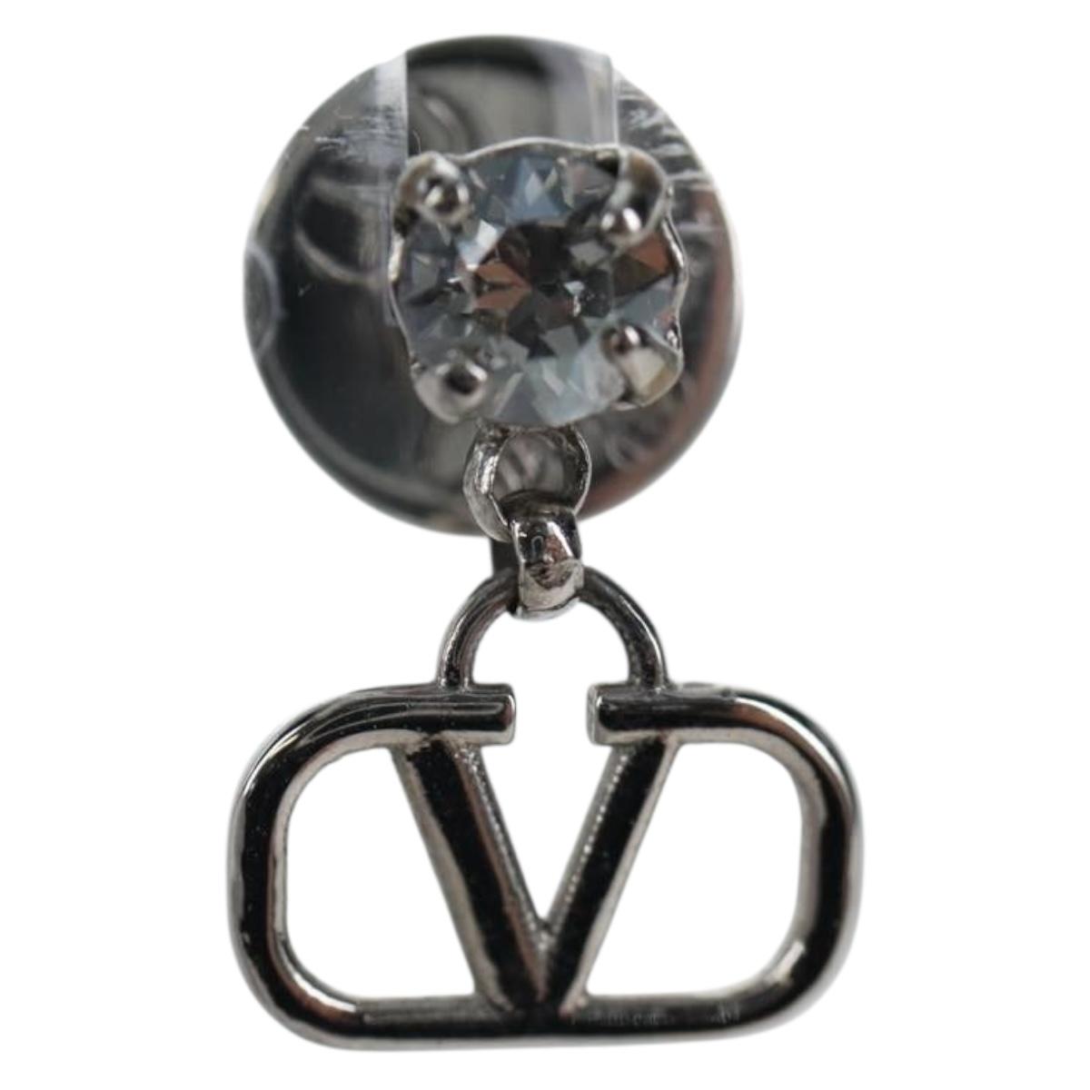 VALENTINO Earring Metal Silver Auth BA15474V