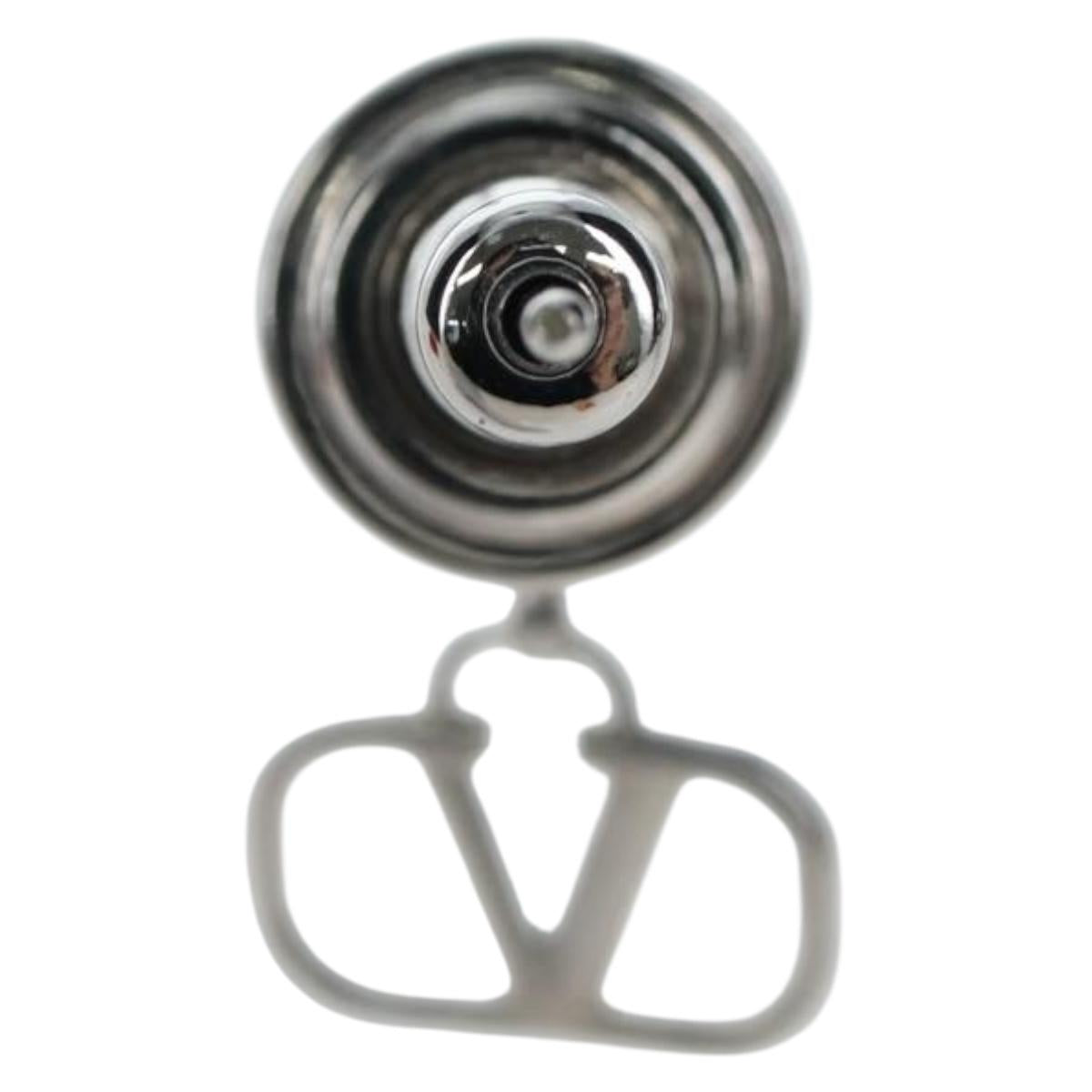 VALENTINO Earring Metal Silver Auth BA15474V