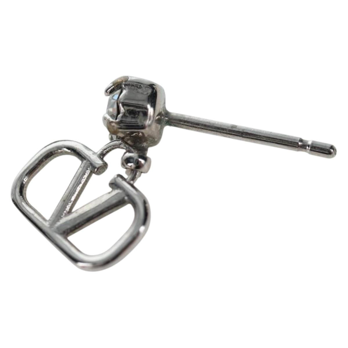 VALENTINO Earring Metal Silver Auth BA15474V