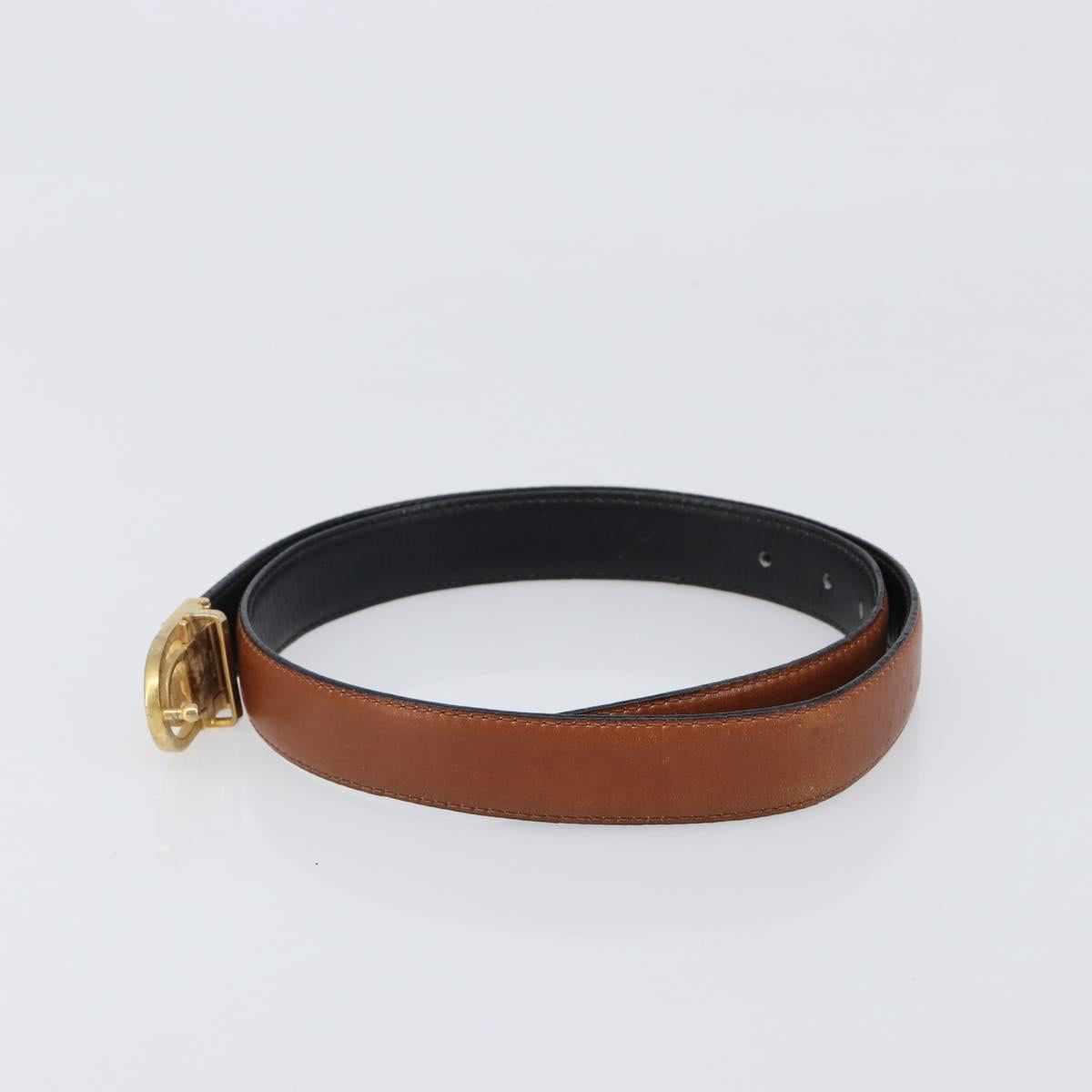 CELINE Belt Leather 4 Set Black Brown Gold tone Auth BA15475