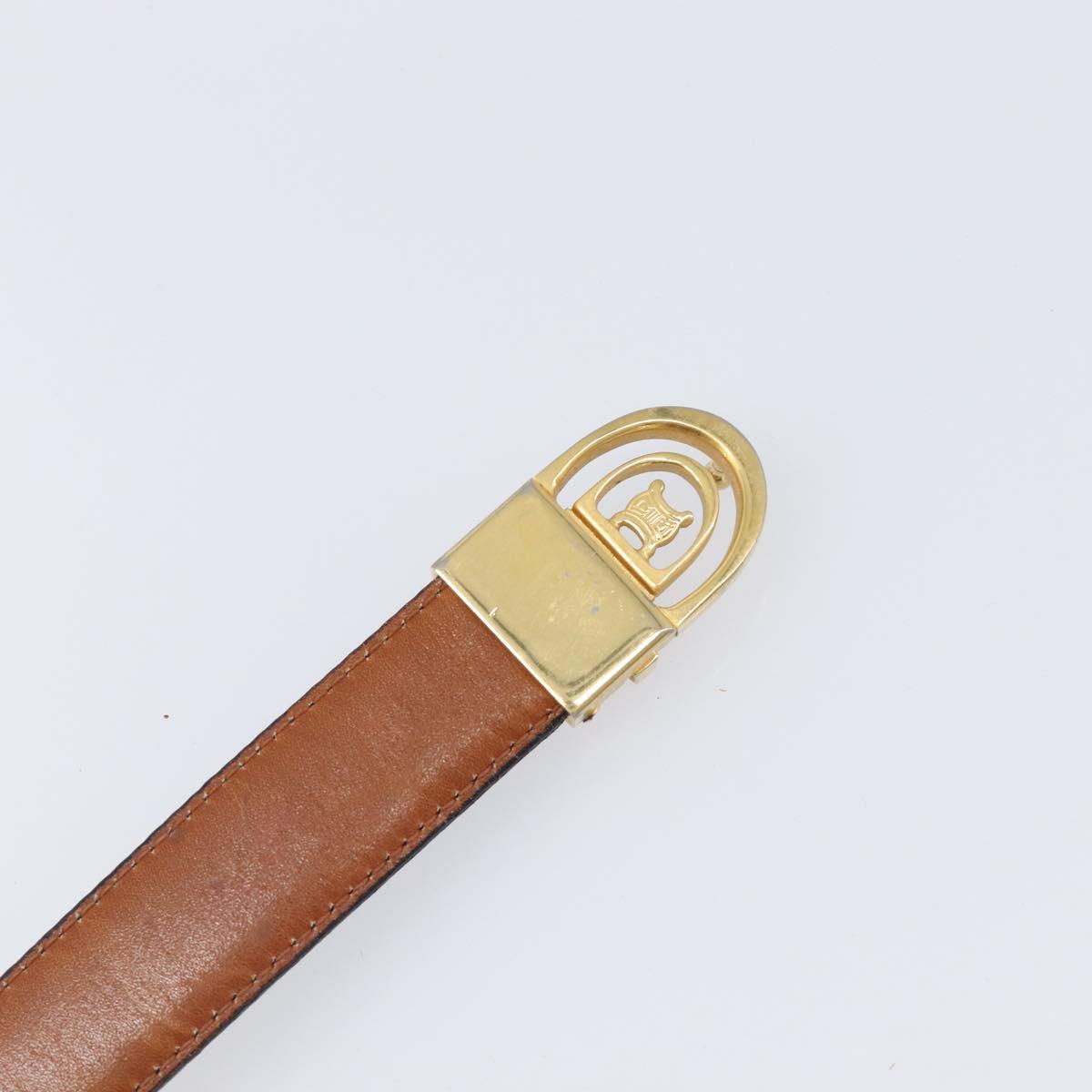 CELINE Belt Leather 4 Set Black Brown Gold tone Auth BA15475