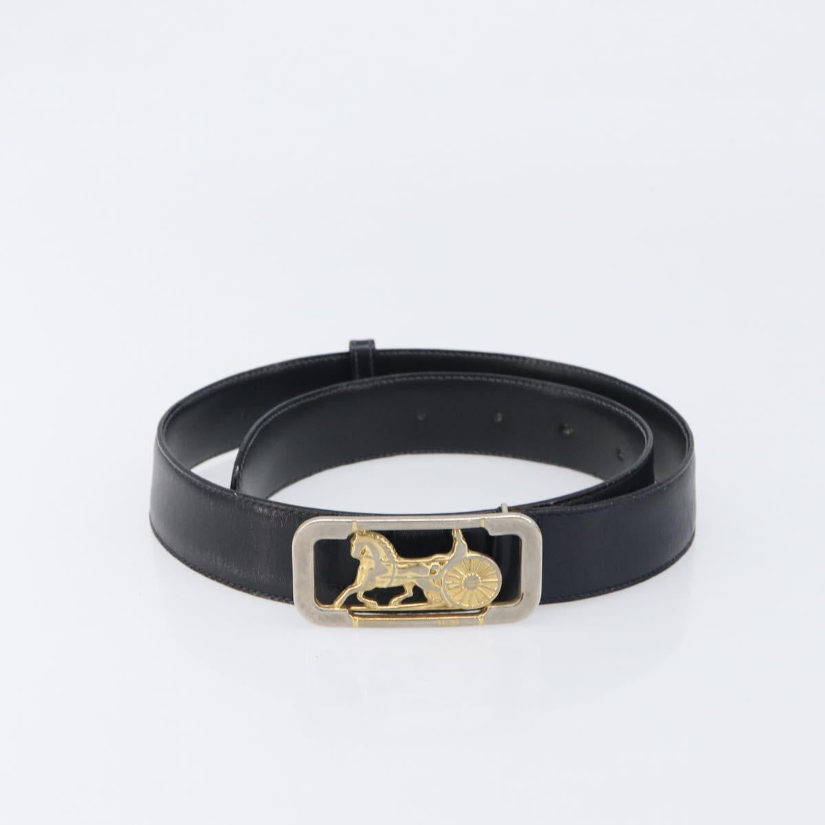 CELINE Belt Leather 4 Set Black Brown Gold tone Auth BA15475