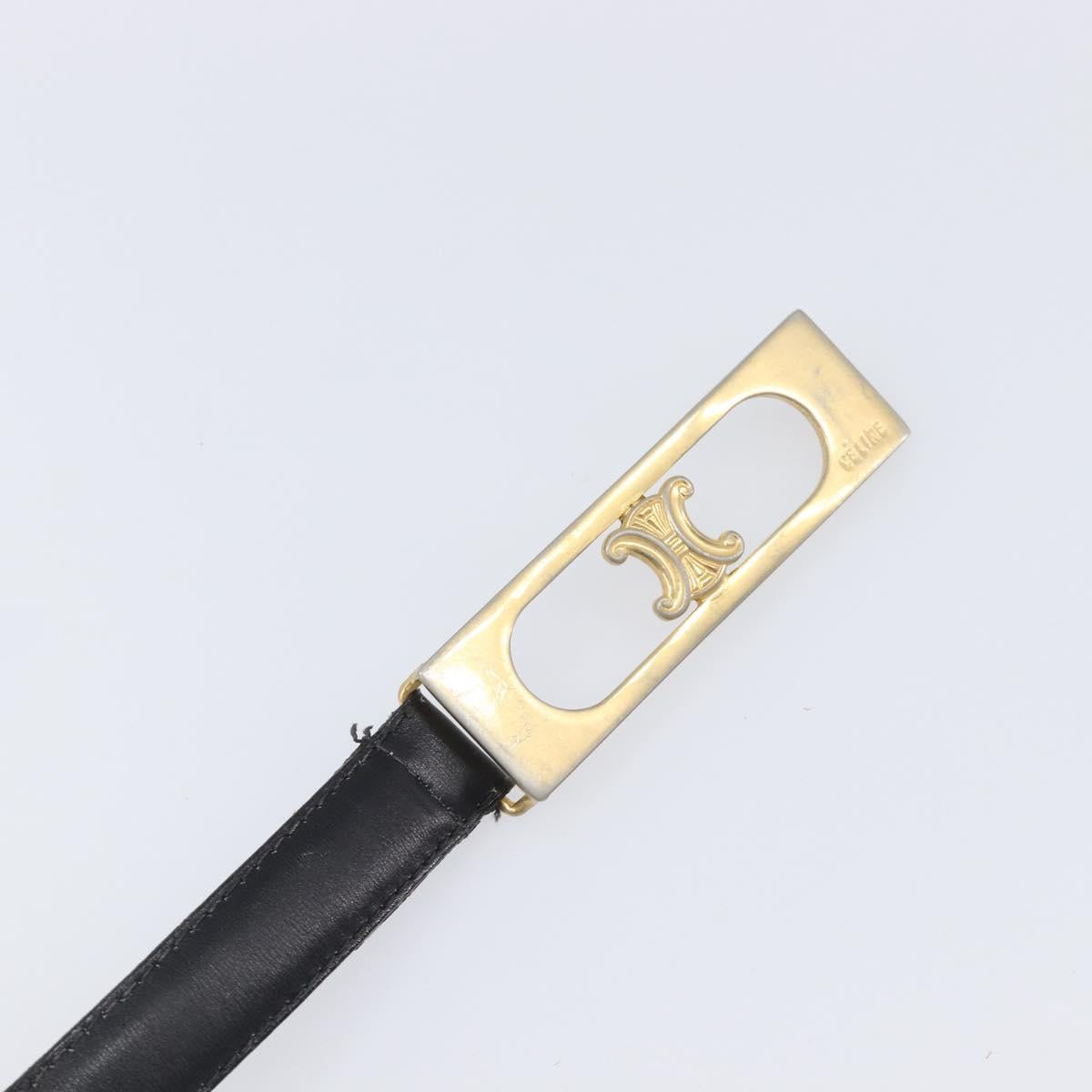 CELINE Belt Leather 4 Set Black Brown Gold tone Auth BA15475