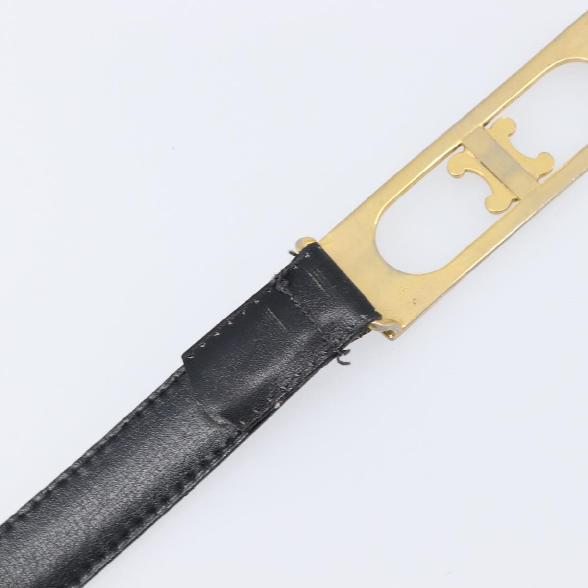 CELINE Belt Leather 4 Set Black Brown Gold tone Auth BA15475