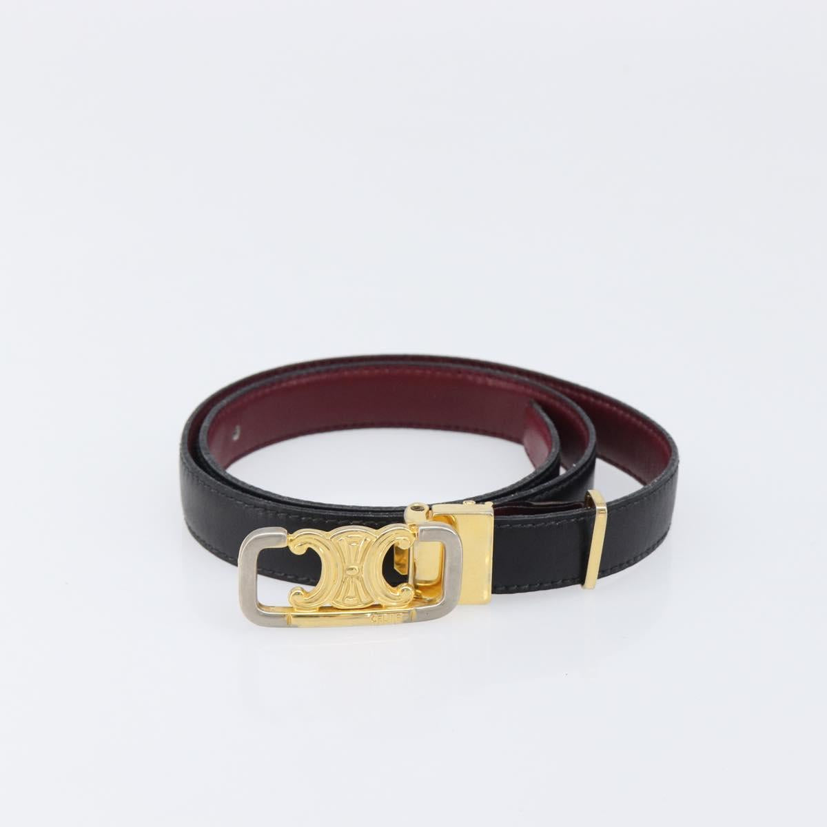 CELINE Belt Leather 4 Set Black Brown Gold tone Auth BA15475