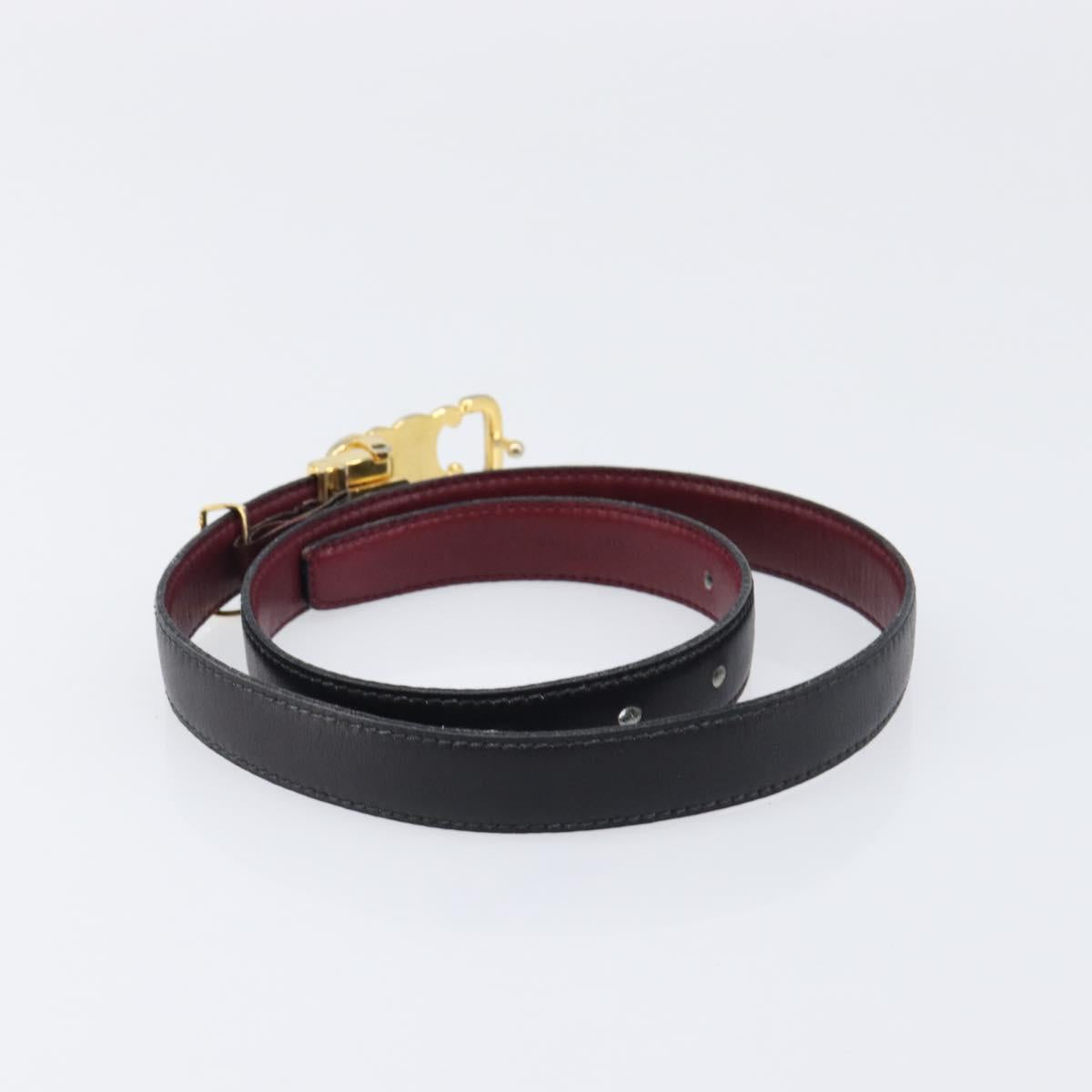 CELINE Belt Leather 4 Set Black Brown Gold tone Auth BA15475