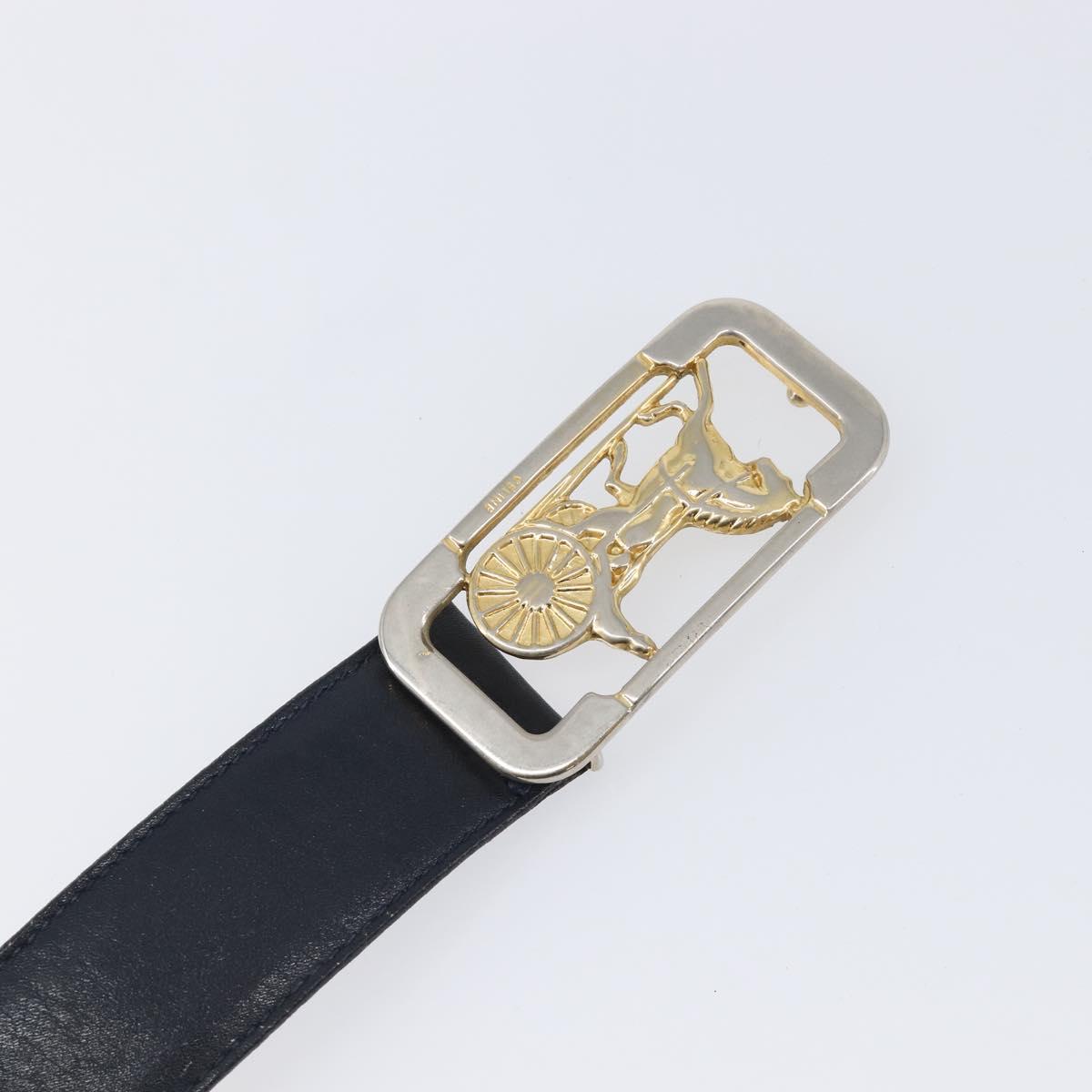 CELINE Belt Leather 4 Set Black Brown Gold tone Auth BA15475