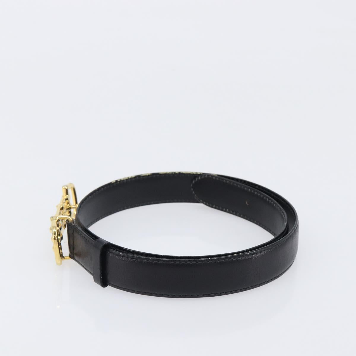 CELINE Belt Leather 4 Set Black Brown Gold tone Auth BA15475
