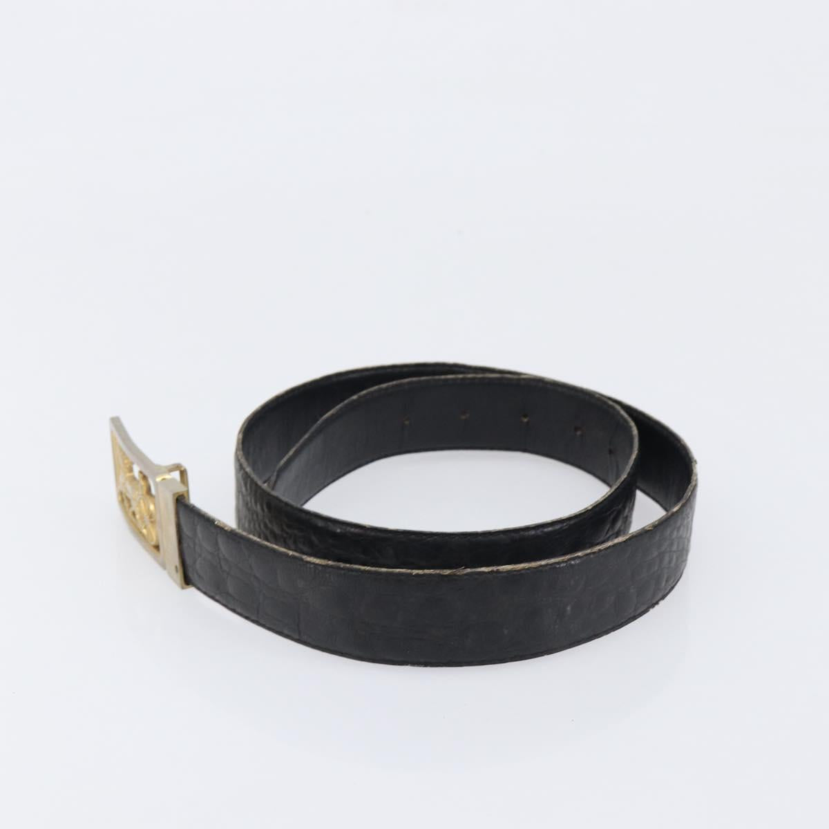 CELINE Belt Leather 4 Set Black Brown Gold tone Auth BA15476