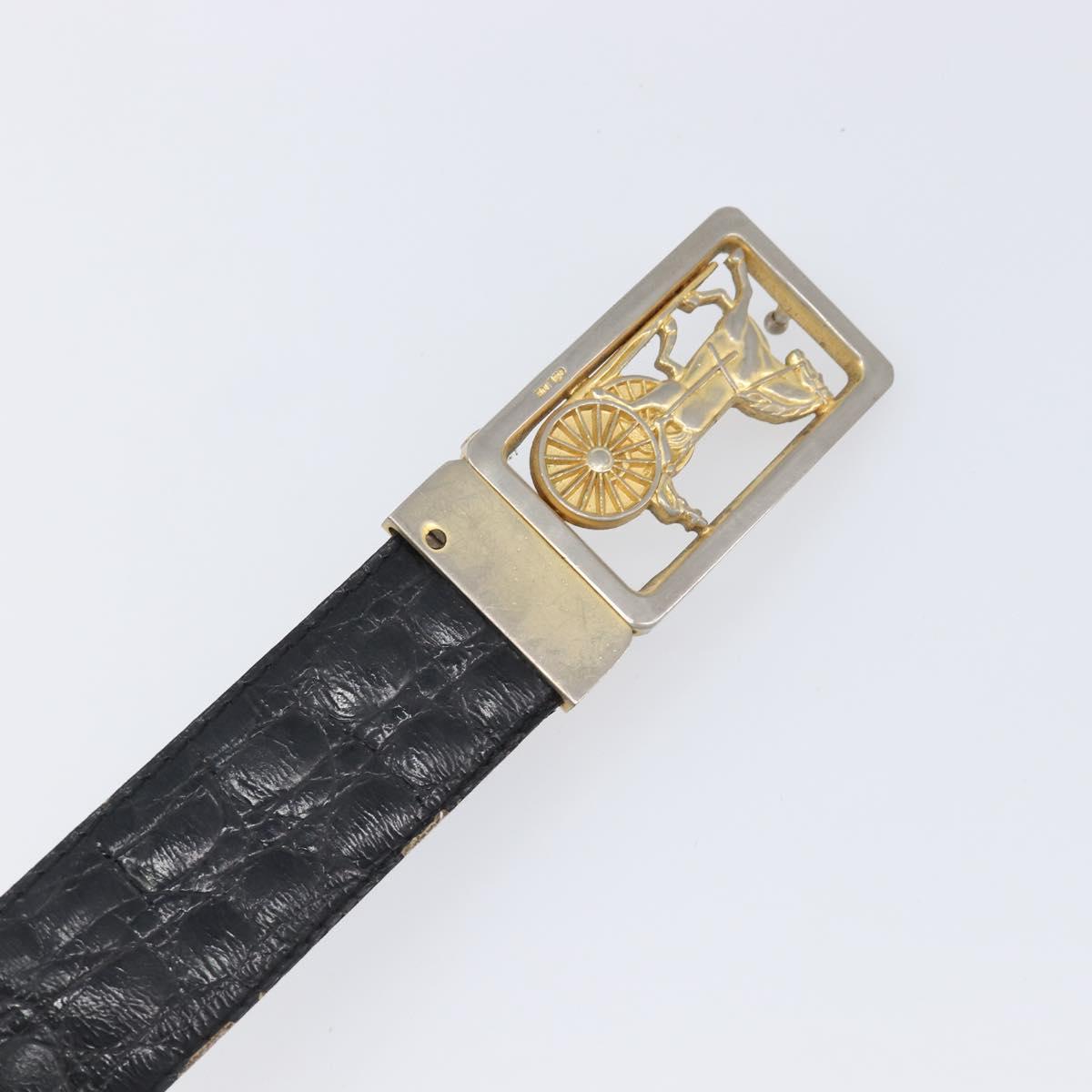 CELINE Belt Leather 4 Set Black Brown Gold tone Auth BA15476
