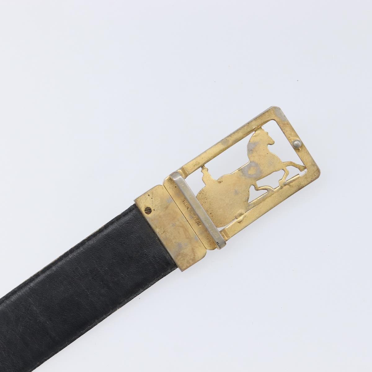 CELINE Belt Leather 4 Set Black Brown Gold tone Auth BA15476